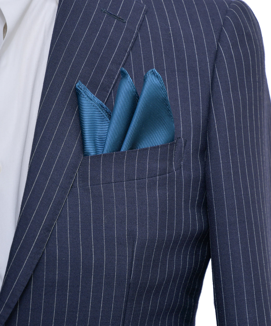 Franco Spada ( フランコスパダ ) 細綾無地ポケットチーフ:フォレストブルー