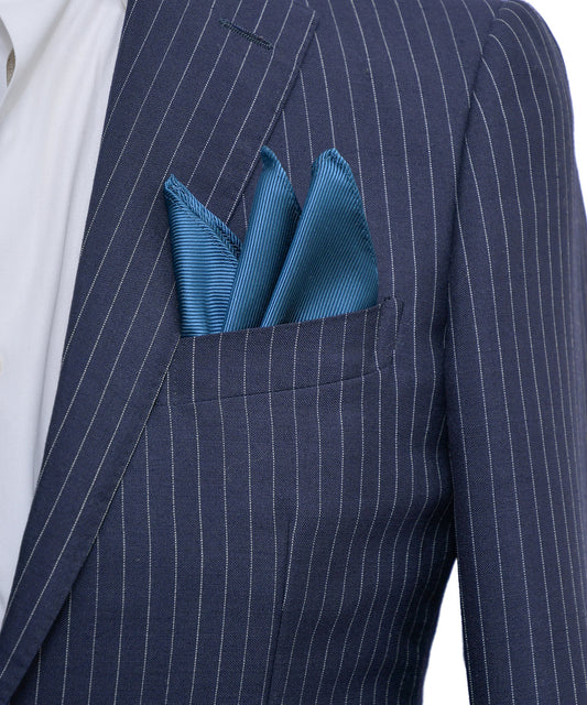 Franco Spada ( フランコスパダ ) 細綾無地ポケットチーフ:フォレストブルー