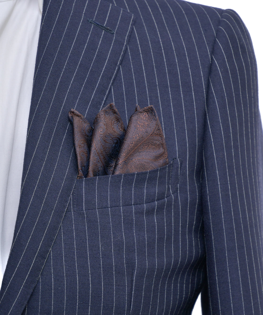 Franco Spada ( フランコスパダ ) クラシック更紗ペーズリー無地調ポケットチーフ:ブラウン