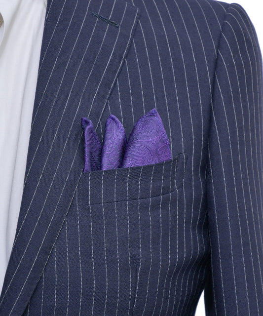 Franco Spada ( フランコスパダ ) クラシック更紗ペーズリー無地調ポケットチーフ:ブリティッシュパープル