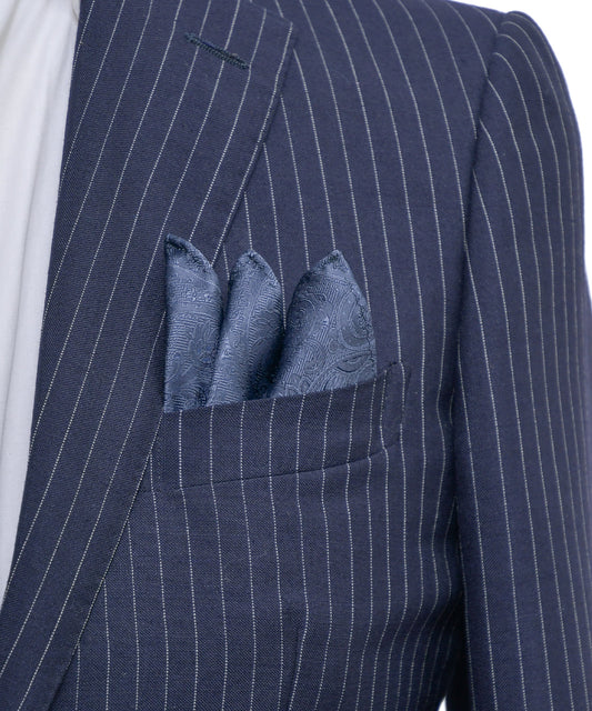 Franco Spada ( フランコスパダ ) クラシック更紗ペーズリー無地調ポケットチーフ:スチールグレー)