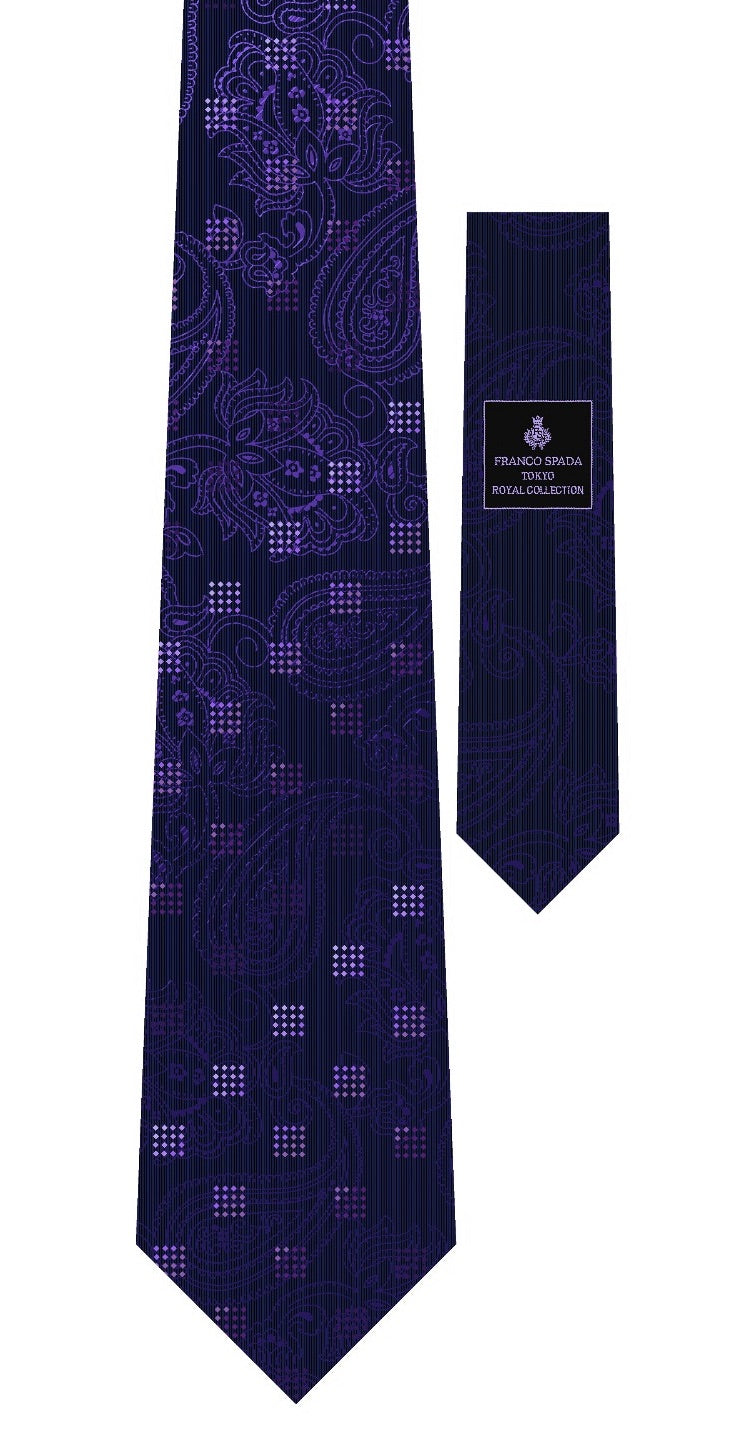 Franco Spada ( フランコスパダ ) 12色パネルグラデーションジャガードネクタイ:ネイビー×パープル