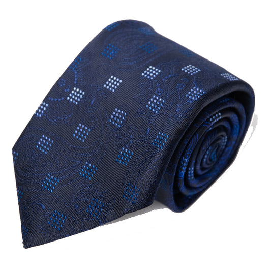 Franco Spada ( フランコスパダ ) 12色パネルグラデーションジャガードネクタイ四角柄:ネイビー×ブルー