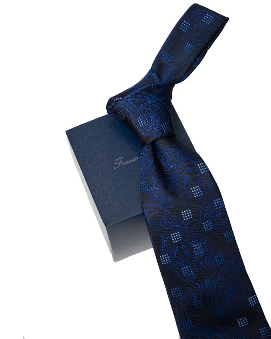 Franco Spada ( フランコスパダ ) 12色パネルグラデーションジャガードネクタイ:ネイビー×ブルー