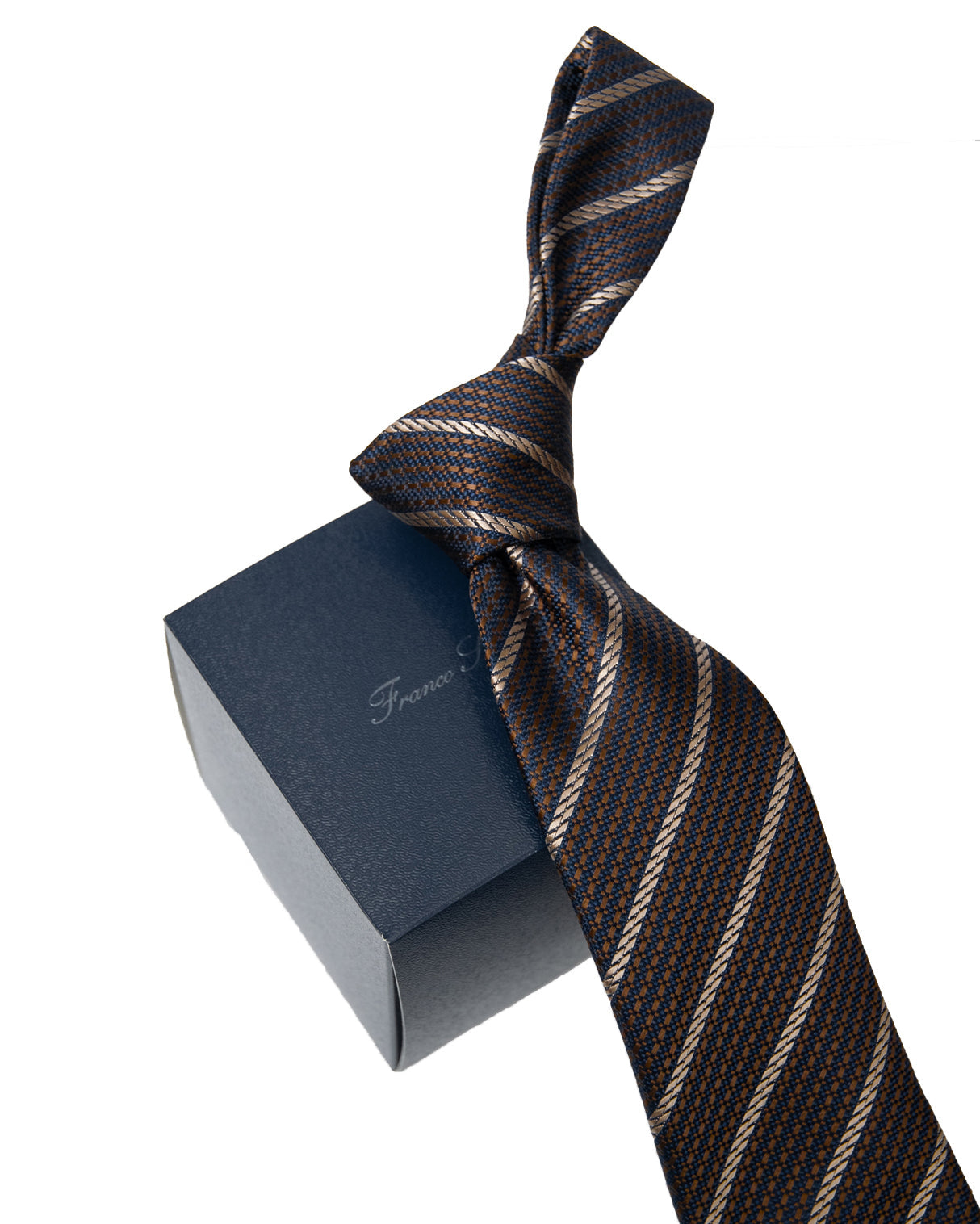 Franco Spada ( フランコスパダ ) ヴィンテージストライプネクタイ:ブラウン×ベージュ