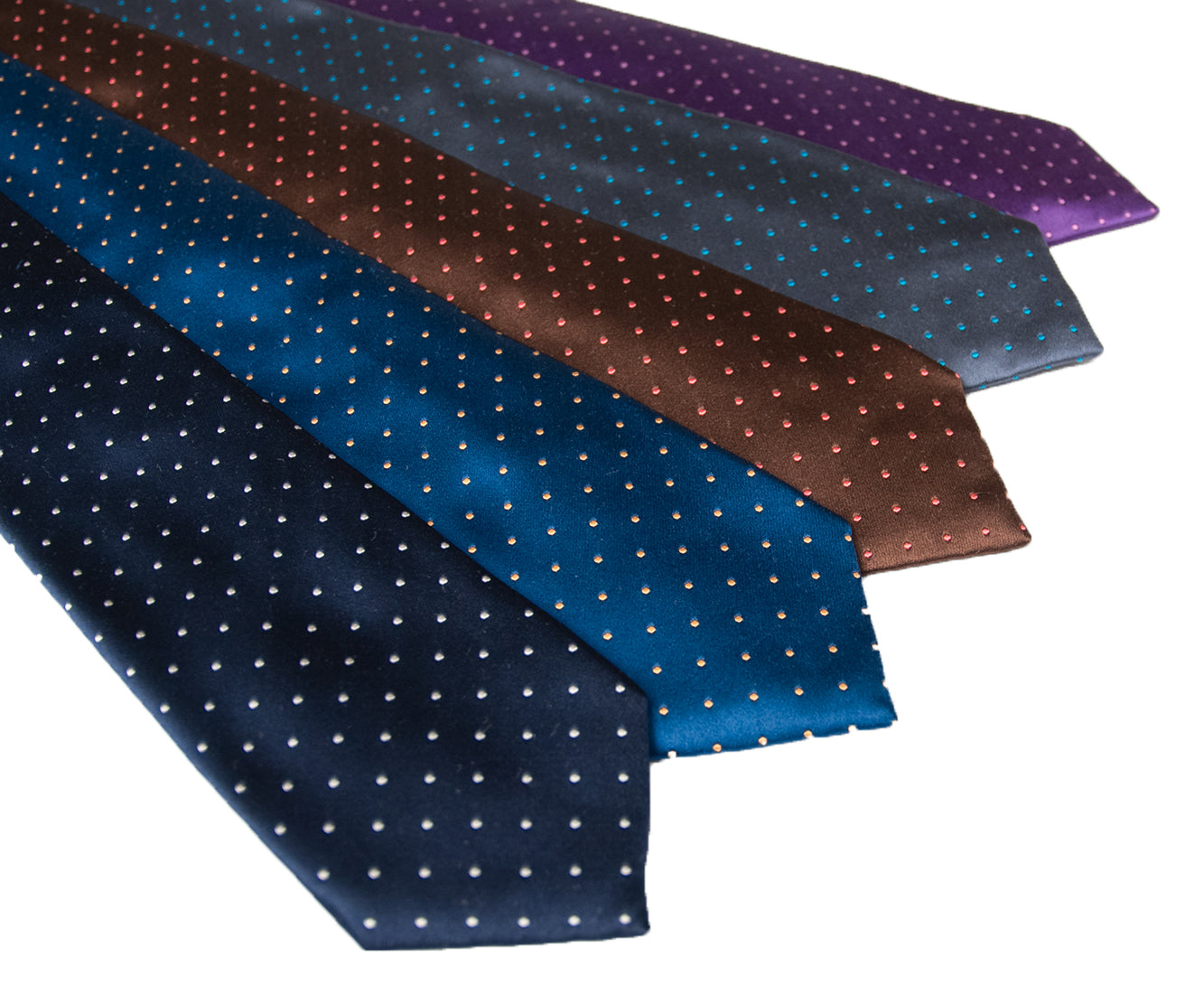 Franco Spada ( フランコスパダ )  クラシックサテン小ドットネクタイ:ココアブラウン×アプリコットオレンジ