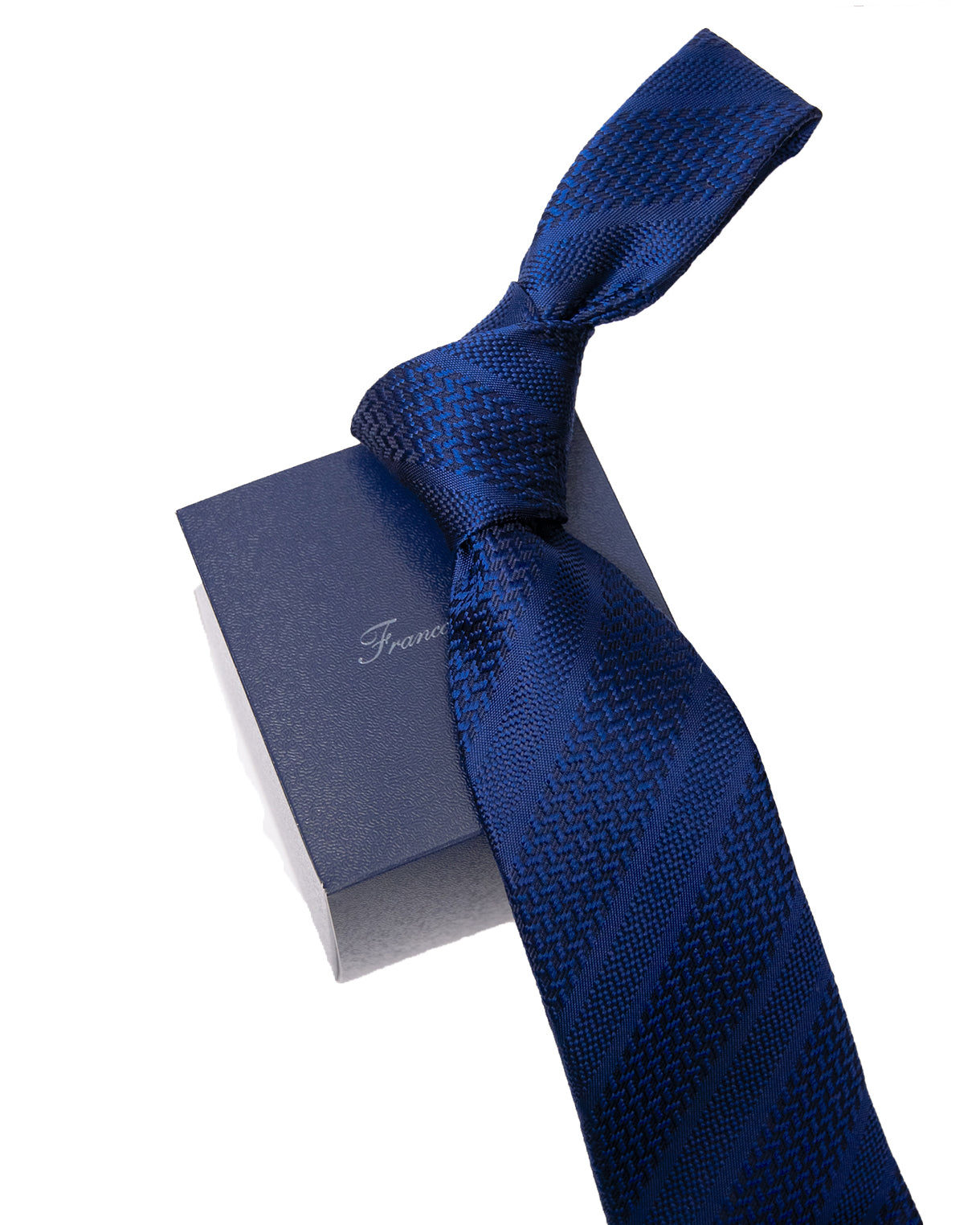 Franco Spada ( フランコスパダ ) ヴィンテージ無地調ストライプネクタイ:インディゴブルー