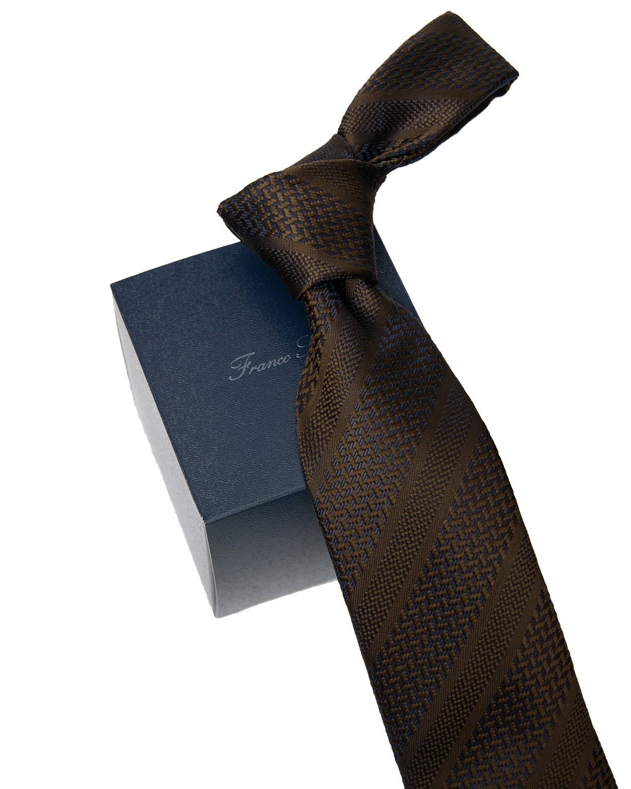 Franco Spada ( フランコスパダ ) ヴィンテージ無地調ストライプネクタイ:レトロブラウン