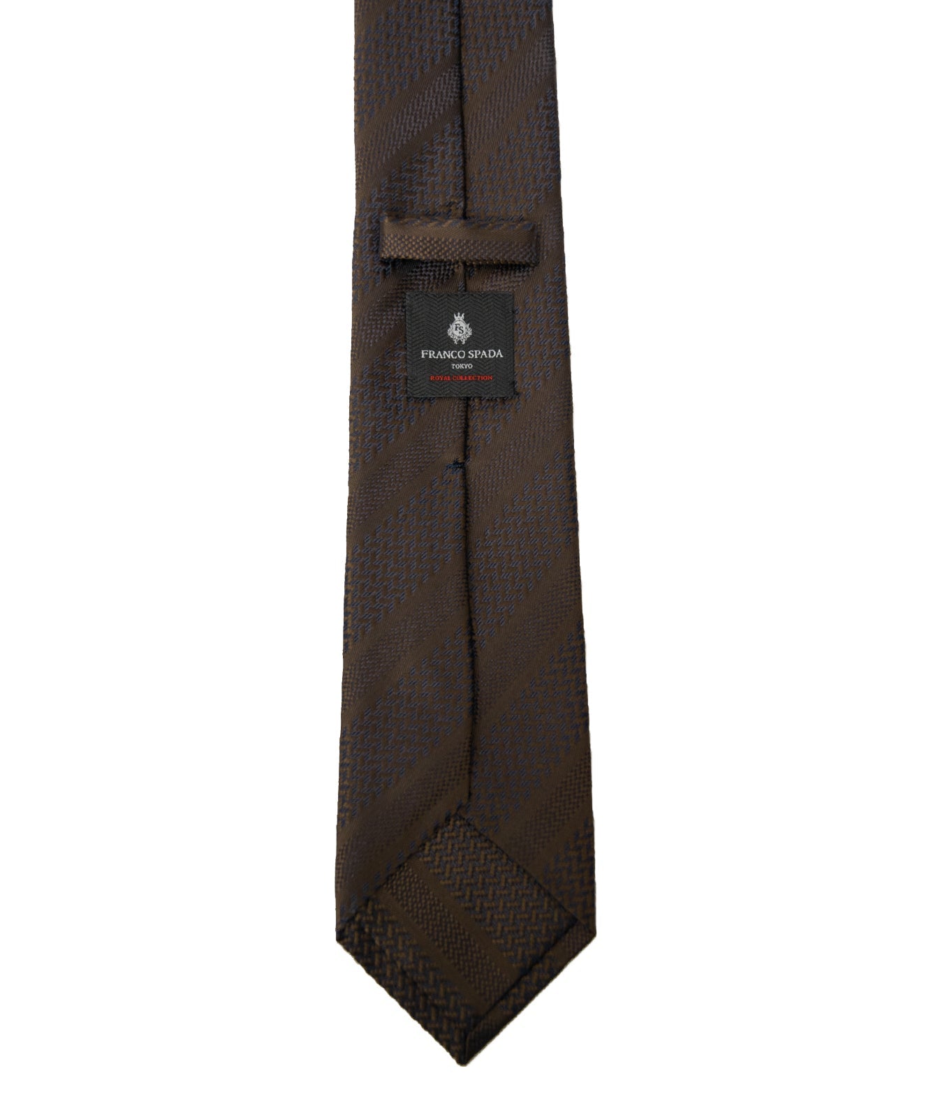 Franco Spada ( フランコスパダ ) ヴィンテージ無地調ストライプネクタイ:レトロブラウン