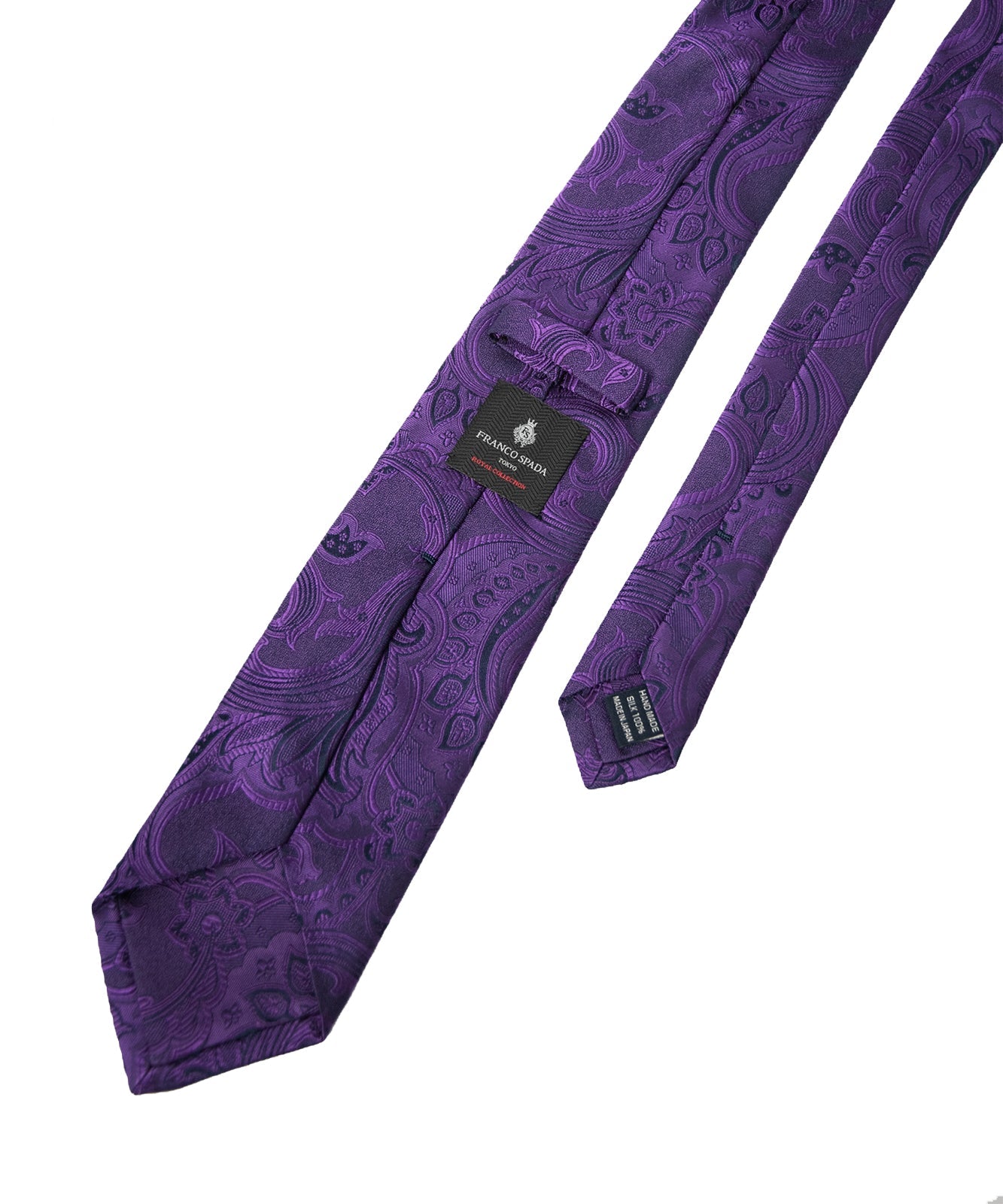 Franco Spada ( フランコスパダ ) ヴィンテージ更紗ペーズリー無地調ネクタイ:ロイヤルパープル