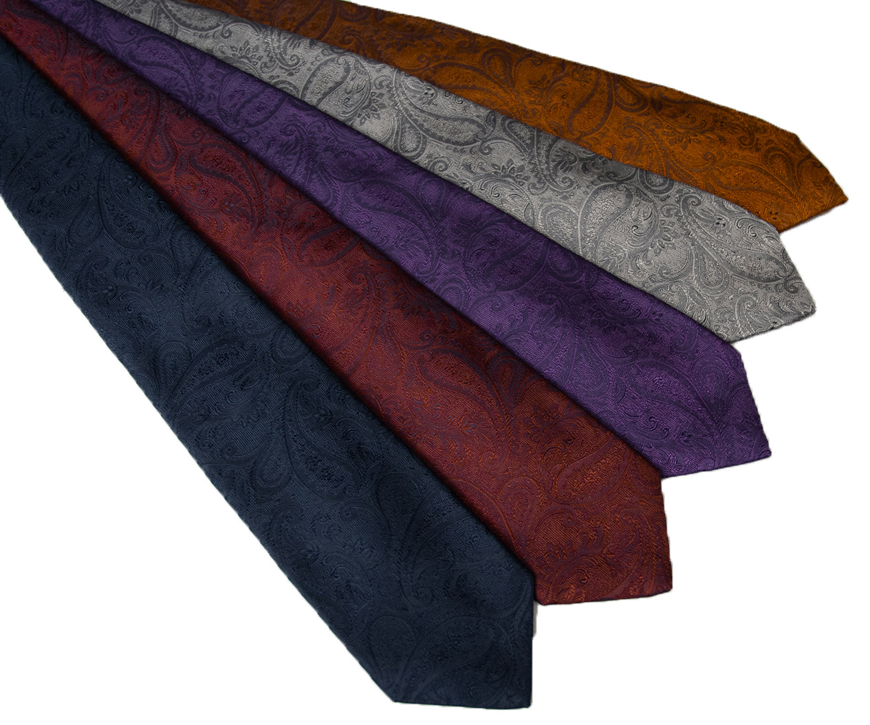 Franco spada (フランコスパダ) クラシック更紗ペーズリー無地調ネクタイ:ダスティオレンジ