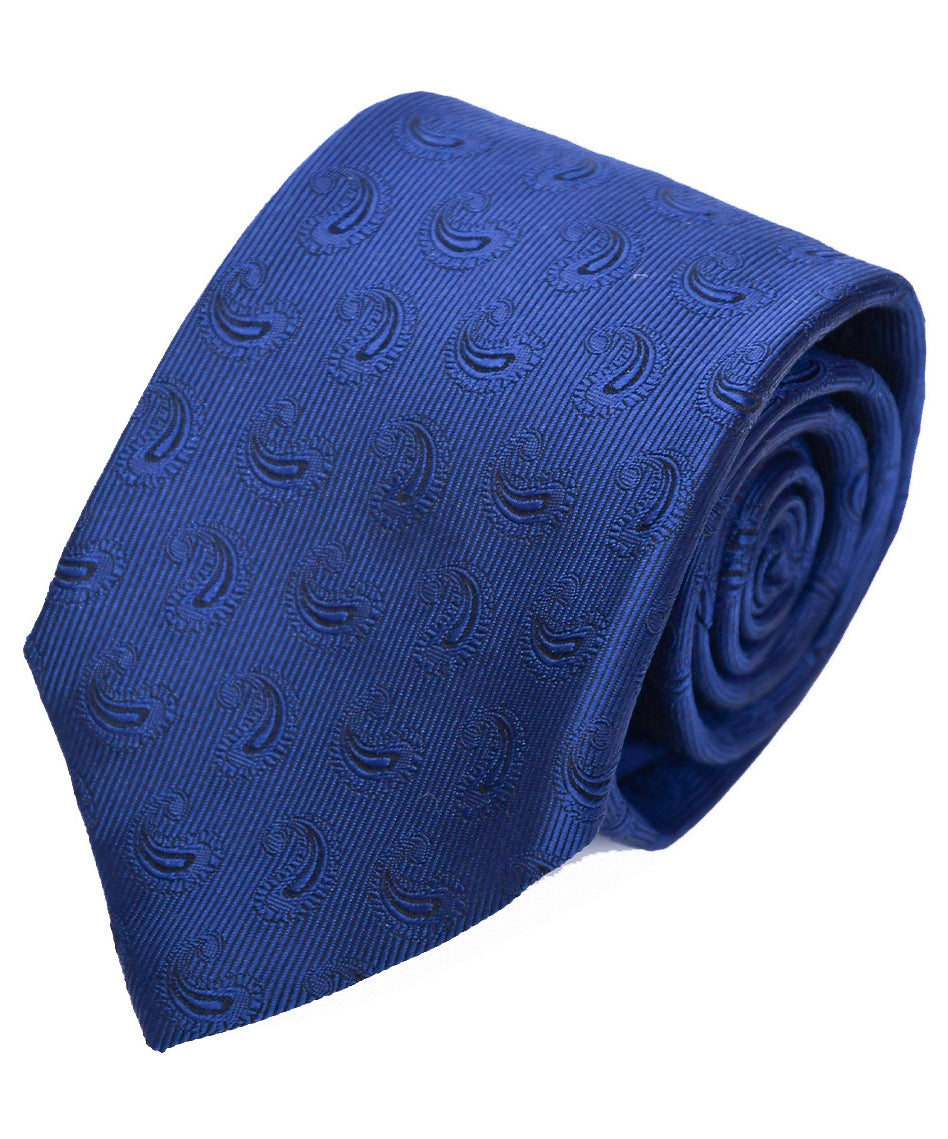 Franco Spada ( フランコスパダ ) ペーズリー小紋無地調ネクタイ:ネイビーブルー