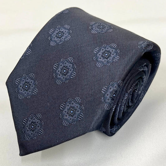Franco Spada ( フランコスパダ )  ヴィンテージメダリオン無地調ネクタイ:スチールグレー