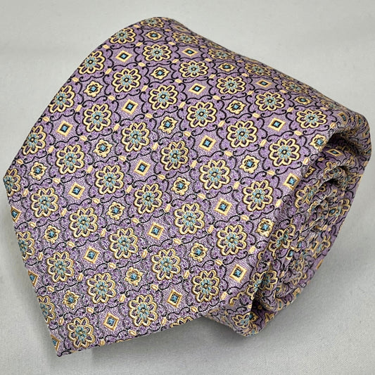 Franco Spada ( フランコスパダ )  フレンチヴィンテージメダリオンジャガードネクタイ2: パープル×グリーン