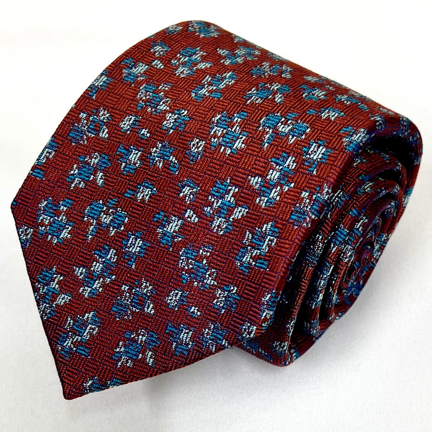 Franco Spada ( フランコスパダ )  フレンチヴィンテージフラワーモチーフネクタイ:ダークオレンジ