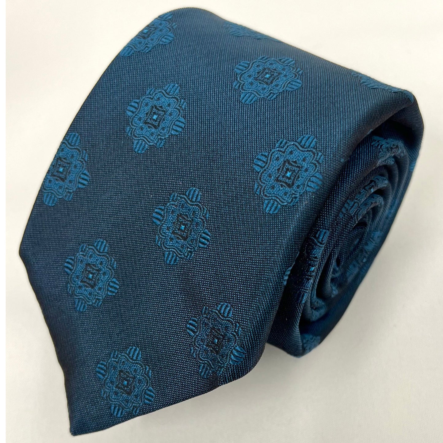 Franco Spada ( フランコスパダ )  ヴィンテージメダリオン無地調ネクタイ:フォレストブルー