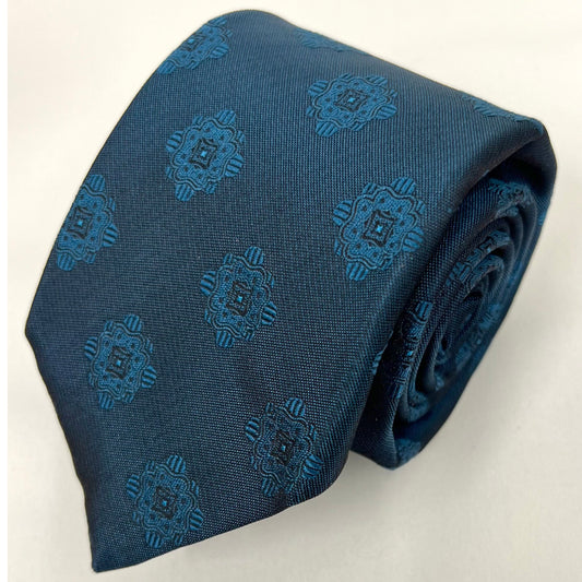Franco Spada ( フランコスパダ )  ヴィンテージメダリオン無地調ネクタイ:フォレストブルー