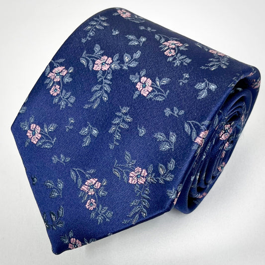 Franco Spada ( フランコスパダ ) フレンチヴィンテージフラワージャガードネクタイ: ライトネイビー