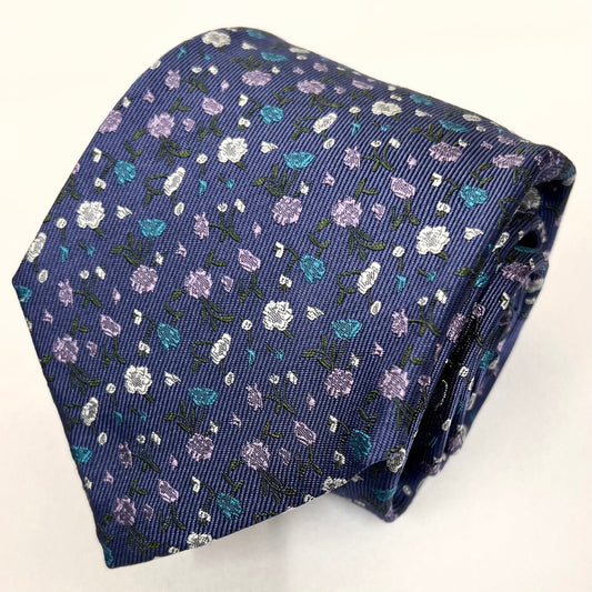Franco Spada ( フランコスパダ )  フレンチヴィンテージプチフラワージャガードネクタイ: フレンチムラブルー