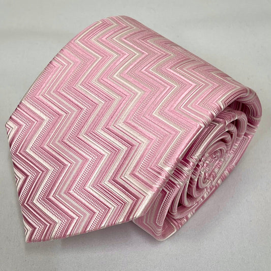 Franco Spada ( フランコスパダ )  NEW FORMALヘリンボーン2トーンカラージャガードネクタイ: ピンク×ホワイト