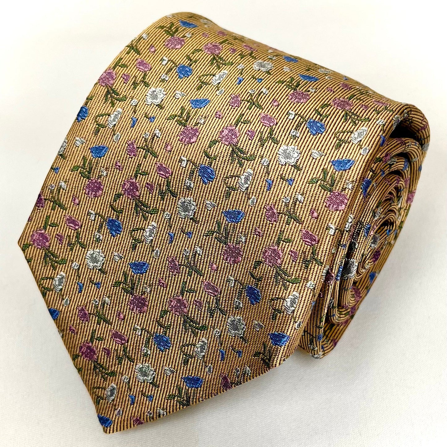 Franco Spada ( フランコスパダ )  フレンチヴィンテージプチフラワージャガードネクタイ: イエローゴールド