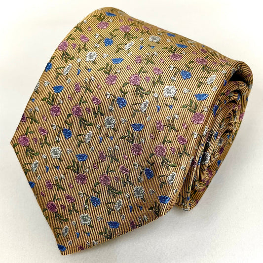 Franco Spada ( フランコスパダ )  フレンチヴィンテージプチフラワージャガードネクタイ: イエローゴールド