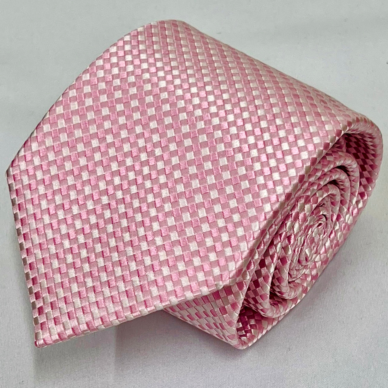 Franco Spada ( フランコスパダ )  NEW FORMAL大バスケット2トーンカラージャガードネクタイ: ピンク×ホワイト