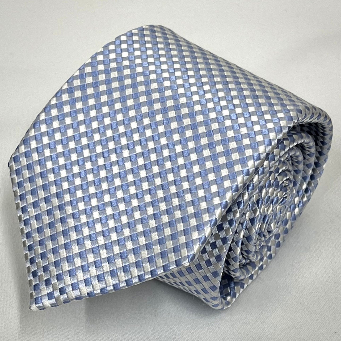 Franco Spada ( フランコスパダ )  NEW FORMAL大バスケット2トーンカラージャガードネクタイ: サックス×ホワイト