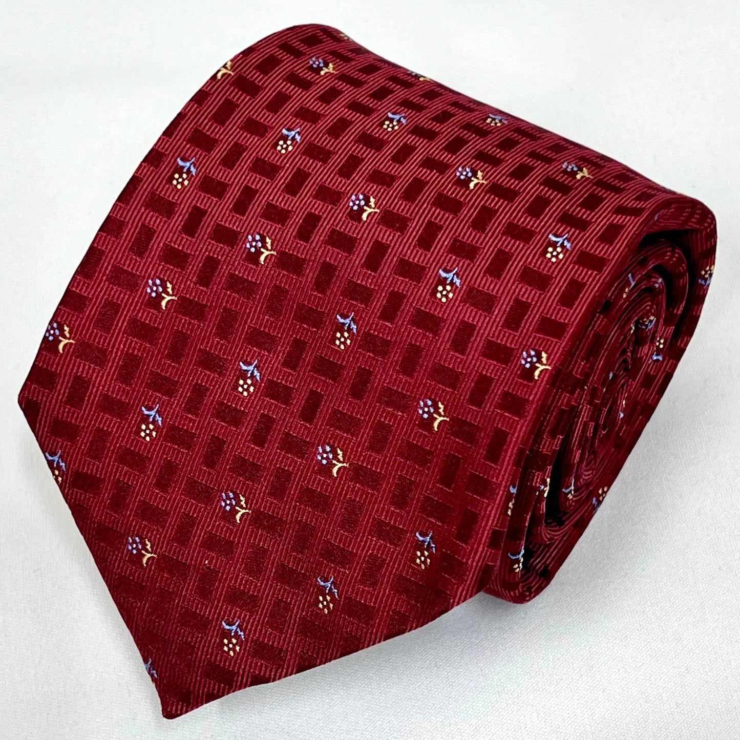 Franco Spada ( フランコスパダ ) フレンチヴィンテージプチフラワーモチーフネクタイ:ワインレッド