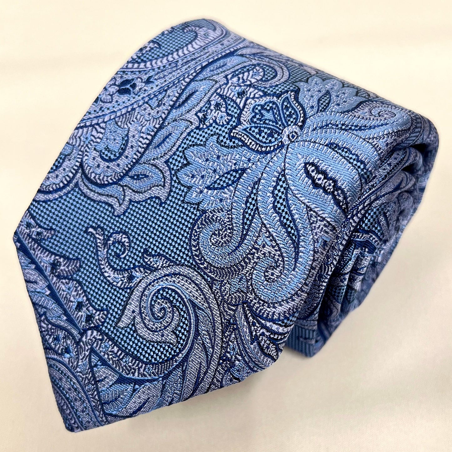 Franco Spada ( フランコスパダ )  ヴィンテージ調更紗ペーズリーネクタイ:サックスブルー