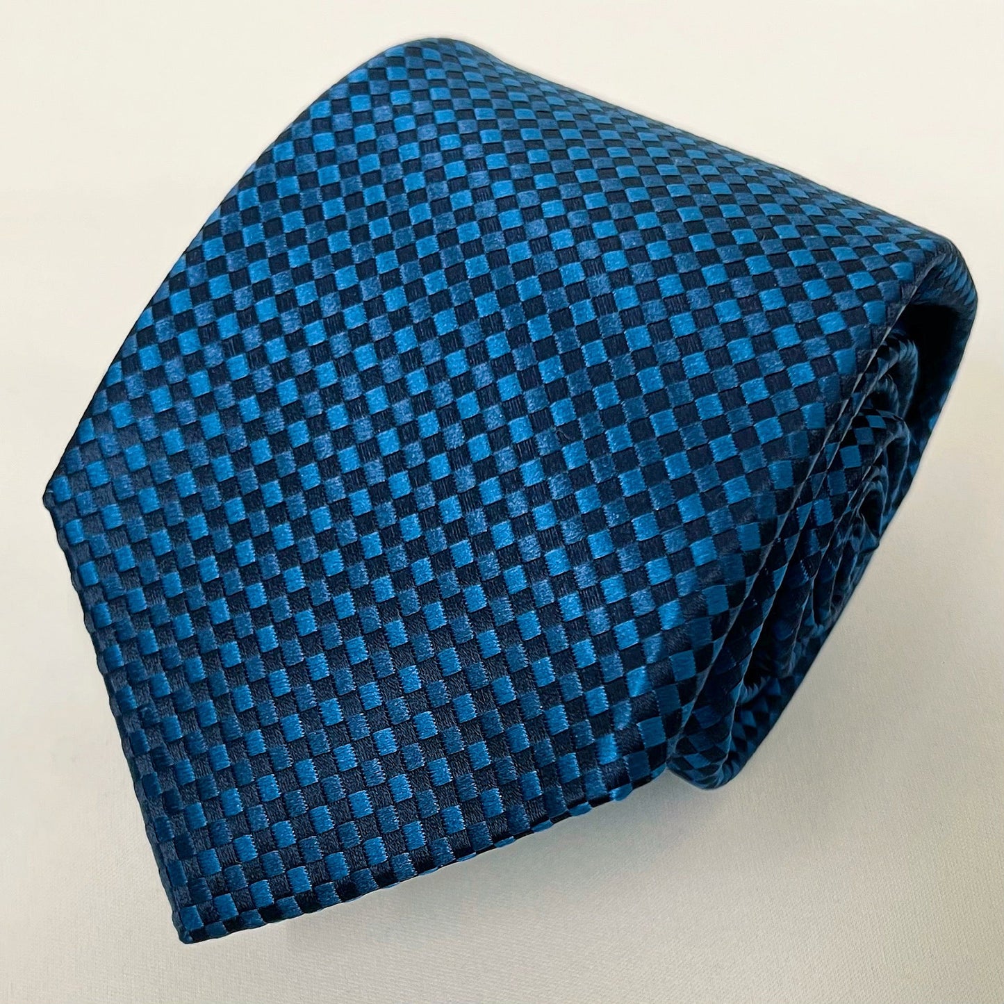 AZZURRO(アズーロ) 新大バスケットグラデーション無地調ジャガードネクタイ:ネイビー×フォレストブルー