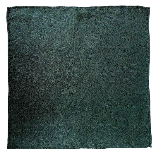 Franco Spada ( フランコスパダ )ハンドロール(手巻き)ポケットチーフ (メランジ無地調大更紗ペーズリー):ブリティッシュグリーン