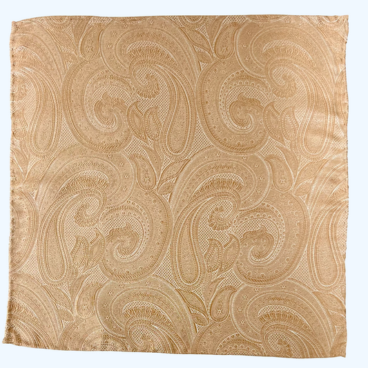 Franco Spada ( フランコスパダ )ハンドロール(手巻き)ポケットチーフ (メランジ無地調大更紗ペーズリー):シャンパンベージュ