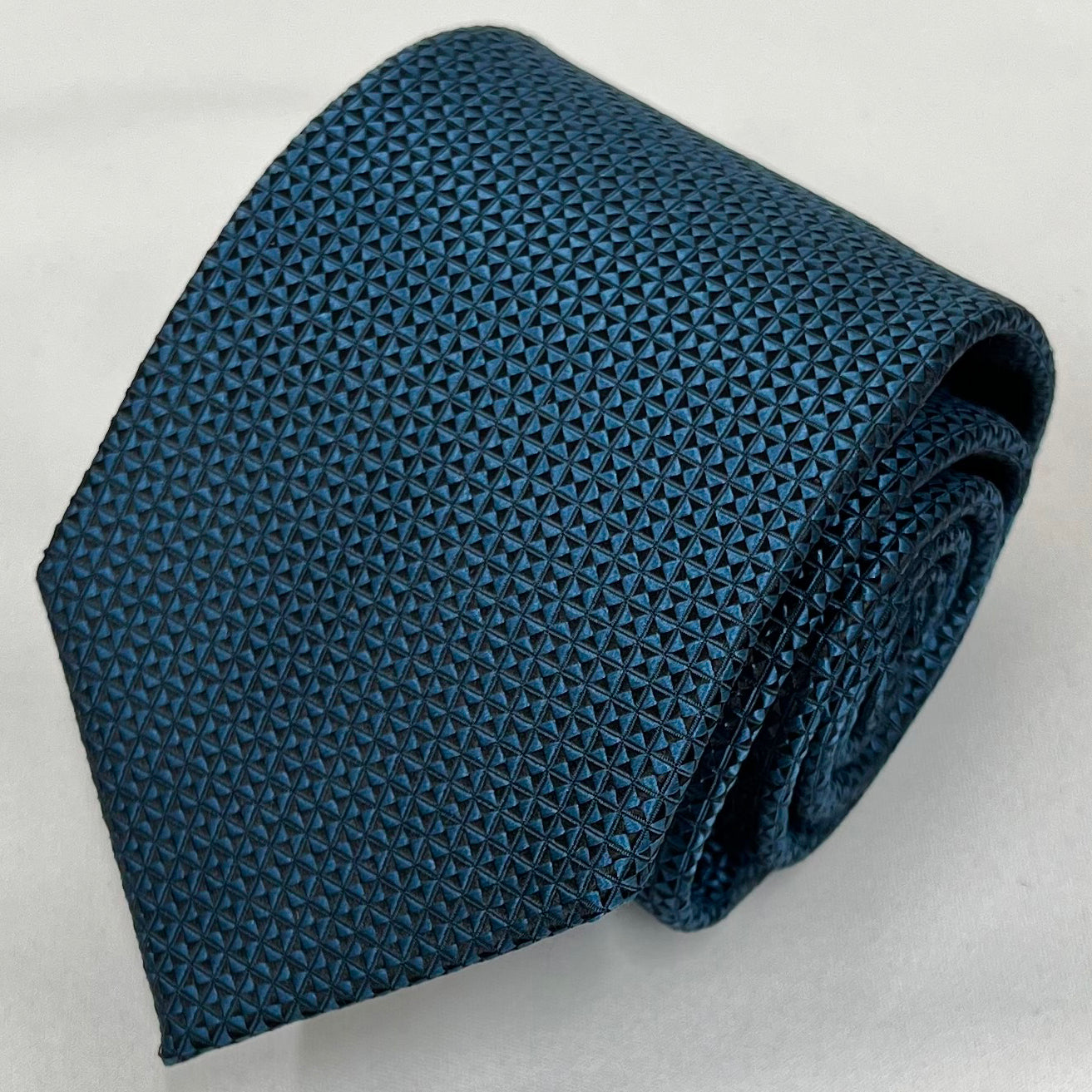 Franco Spada ( フランコスパダ )  ヴィンテージ調スモールジオメトリックソリッドネクタイ:フォレストブルー