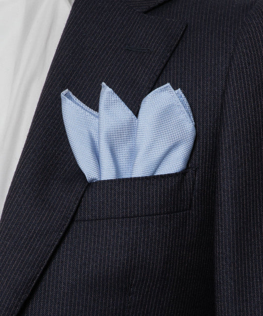 Franco Spada  ( フランコスパダ )   小バスカラー無地ジャガードポケットチーフ:サックス