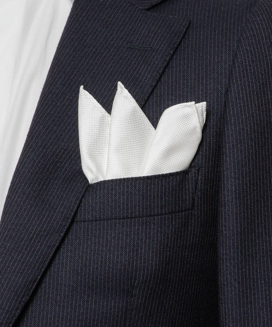 Franco Spada  ( フランコスパダ )   小バスカラー無地ジャガードポケットチーフ:オフ白