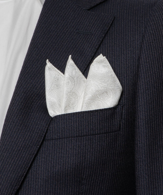 Franco Spada ( フランコスパダ )   クラシックペーズリージャガードポケットチーフパステルカラー:オフ白