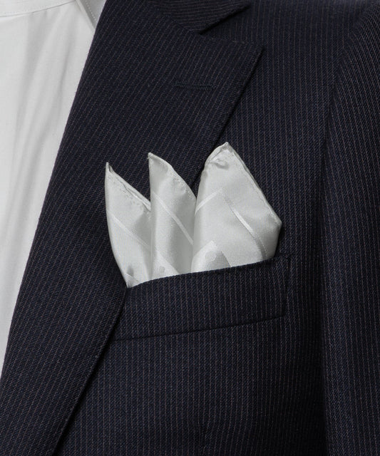 Franco Spada ( フランコスパダ )    4面大小ドットジャガードポケットチーフ:シルバー