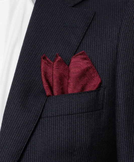 Franco Spada  ( フランコスパダ )   クラシックペーズリージャガードポケットチーフベーシックカラー:ワイン