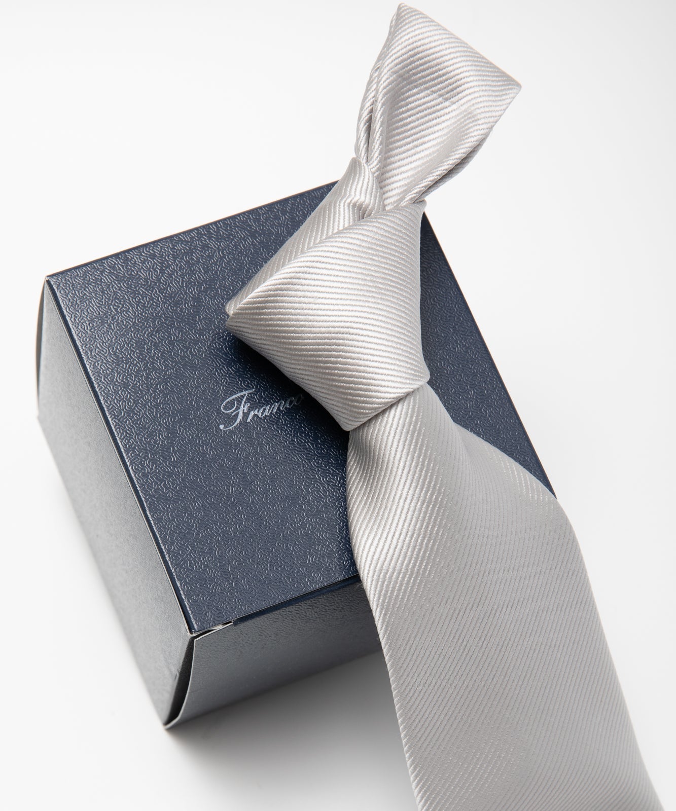 Franco Spada (フランコスパダ) レップ無地フォーマルネクタイ:シルバー