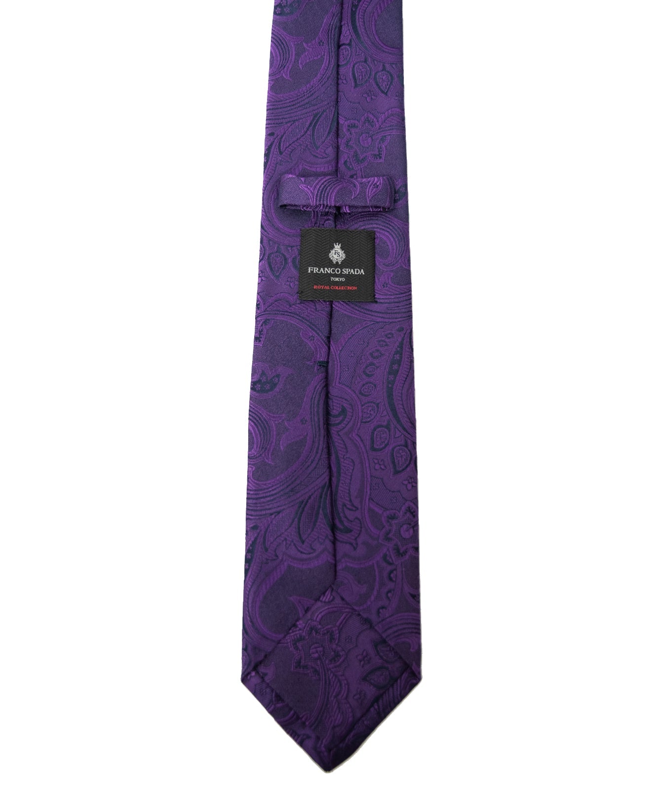 Franco Spada ( フランコスパダ ) ヴィンテージ更紗ペーズリー無地調ネクタイ:ロイヤルパープル