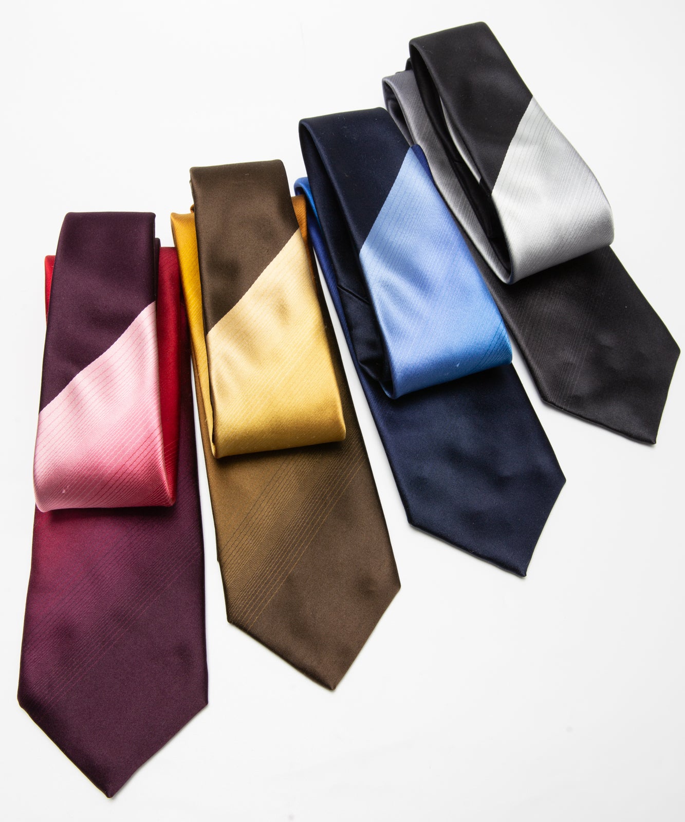 Franco Spada 12色グラデーションパネルジャガードストライプネクタイmodel A:ネイビー×ブルー×サックス