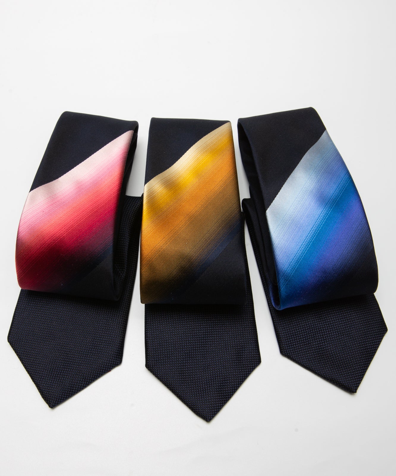 Franco Spada 12色グラデーションパネルジャガードストライプネクタイmodel C:ネイビー×レッド