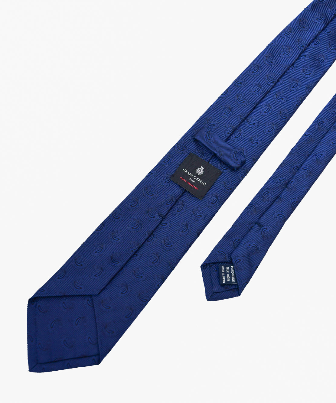 Franco Spada ( フランコスパダ ) ペーズリー小紋無地調ネクタイ:ネイビーブルー