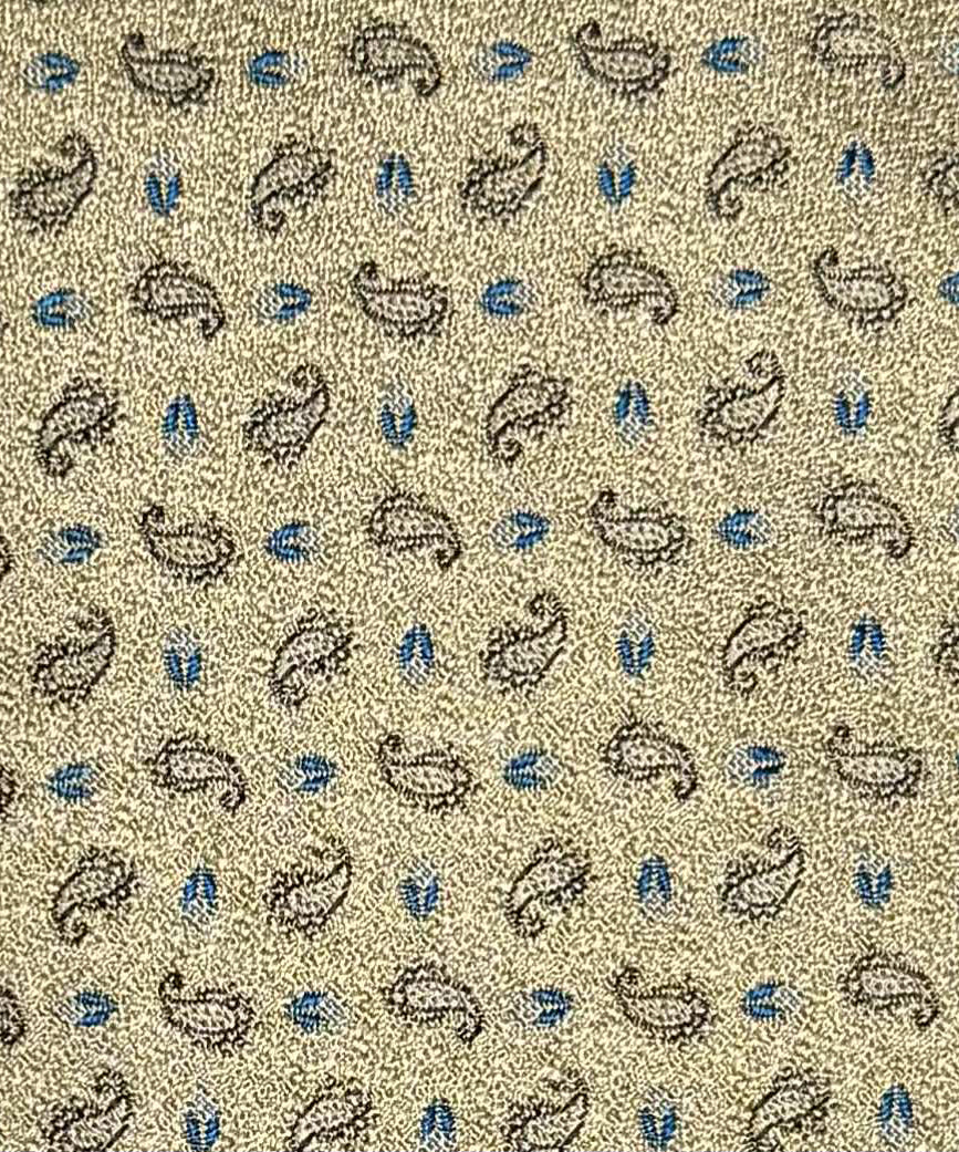 Franco Spada ( フランコスパダ 🆕コンテンポラリーブリティッシュ小紋調ミニペーズリーネクタイ:シャンパンベージュ×チャコール×ブルー