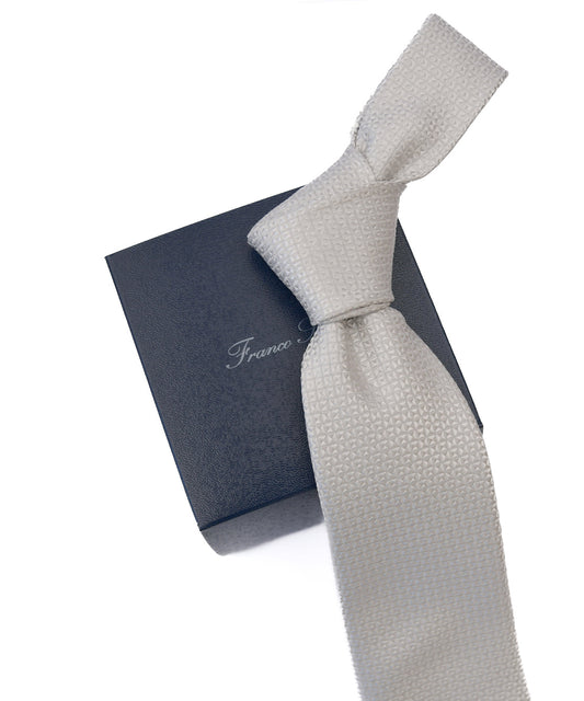 Franco Spada ( フランコスパダ ) マイクロスクエア無地フォーマルネクタイ:シルバー