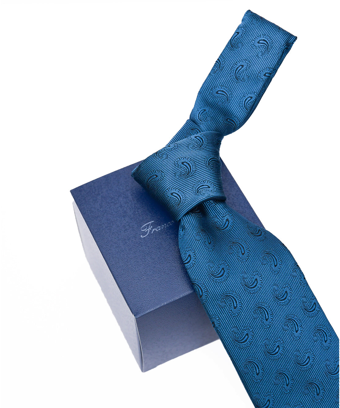 Franco Spada ( フランコスパダ ) ペーズリー小紋無地調ネクタイ:フォレストブルー