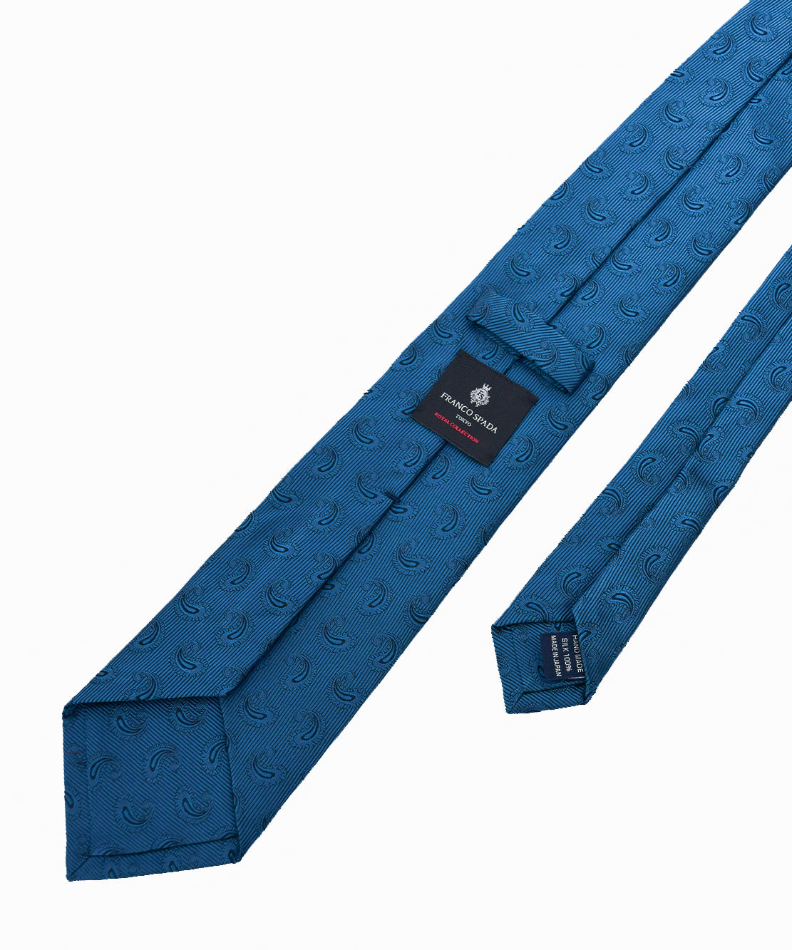 Franco Spada ( フランコスパダ ) ペーズリー小紋無地調ネクタイ:フォレストブルー