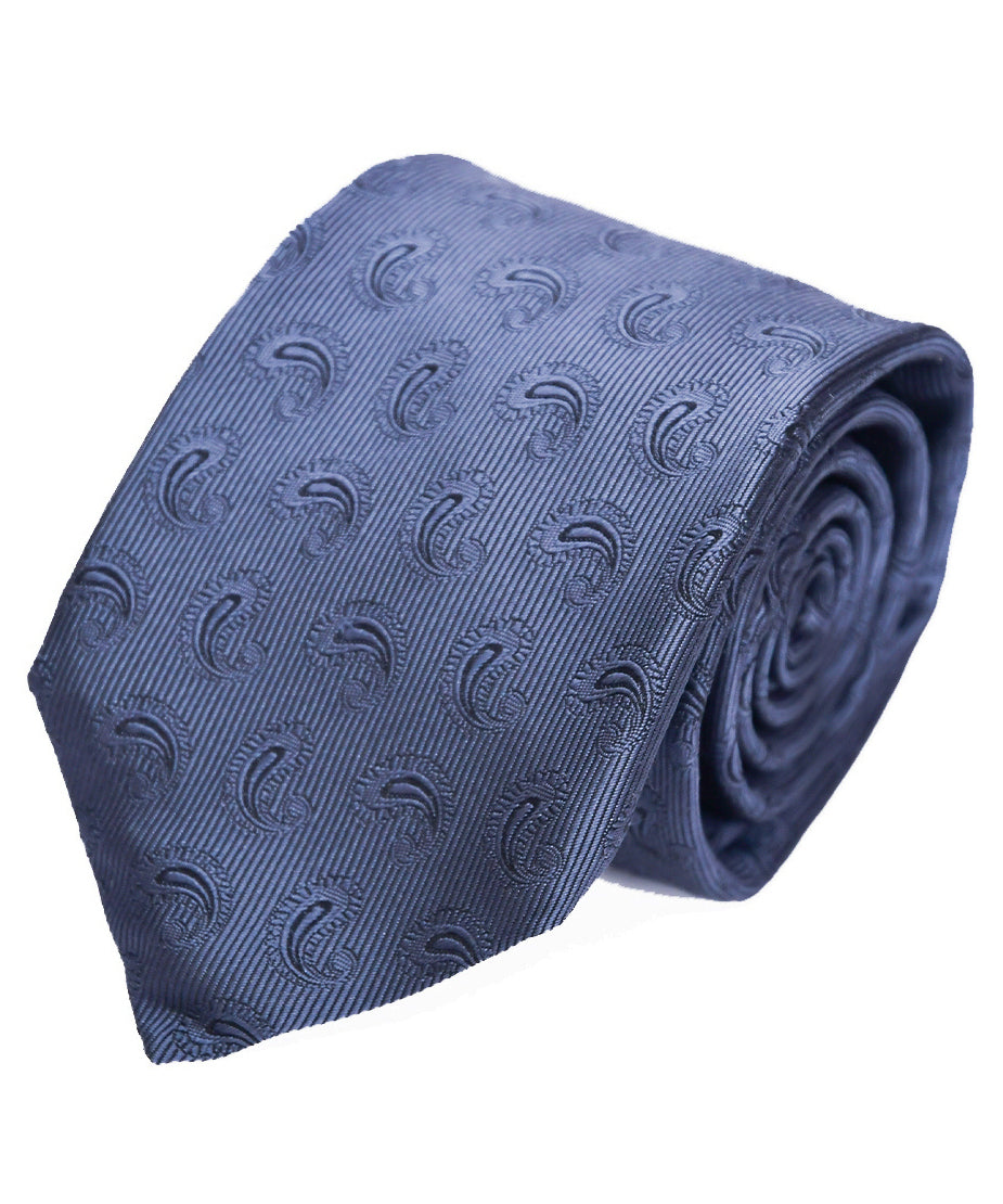 Franco Spada ( フランコスパダ ) ペーズリー小紋無地調ネクタイ:スチールグレー