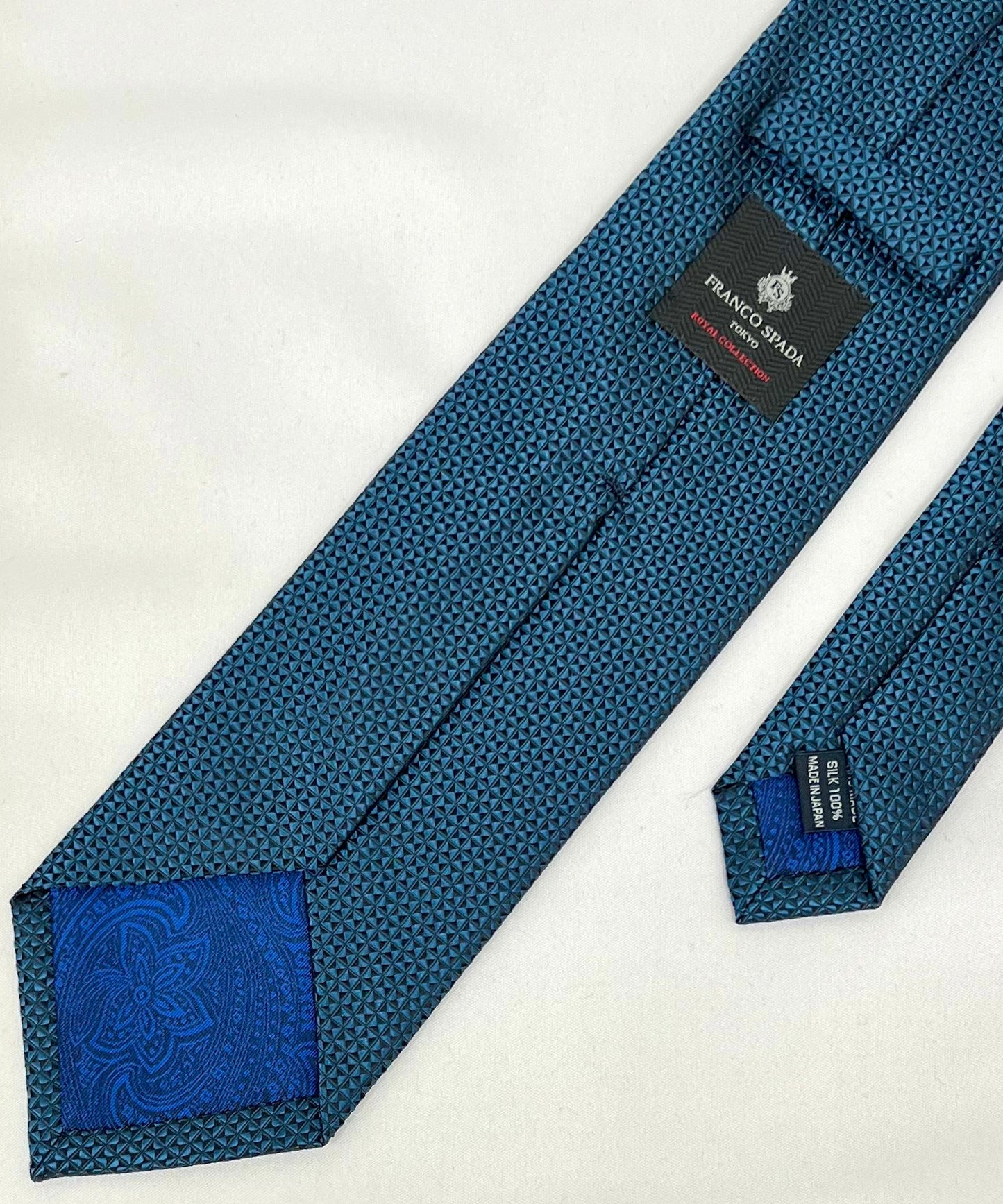 Franco Spada ( フランコスパダ )  ヴィンテージ調スモールジオメトリックソリッドネクタイ:フォレストブルー